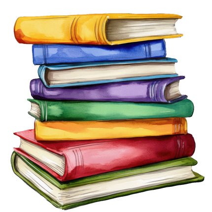 Stack of colorful books cotton quilt block