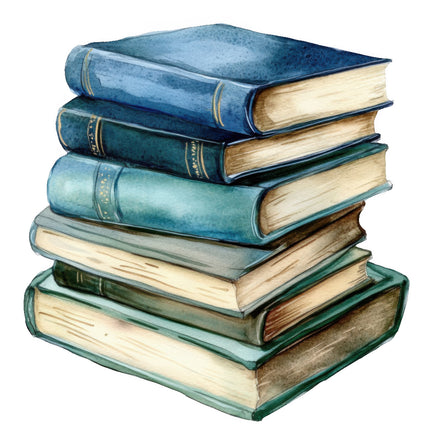 Stack of colorful books cotton quilt block