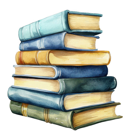 Stack of colorful books cotton quilt block