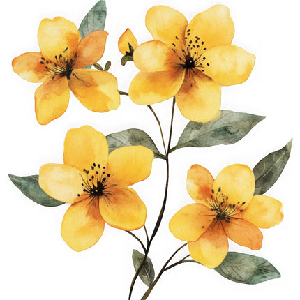 Yellow Flowers 100% Cotton Fabric Panel Block AJ2218
