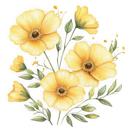 yellow flowers fabric panel