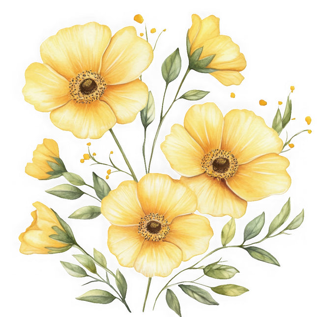 yellow flowers fabric panel