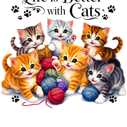 kittens playing with yarn fabric panel