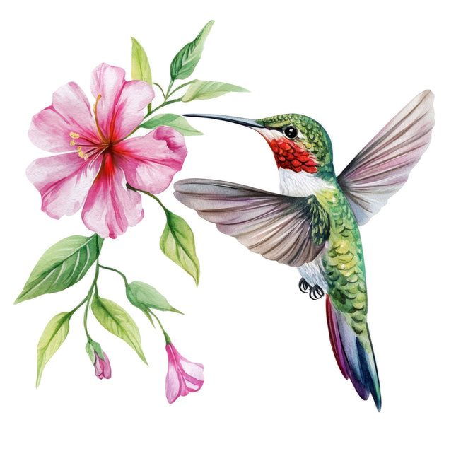 floral hummingbird fabric panel