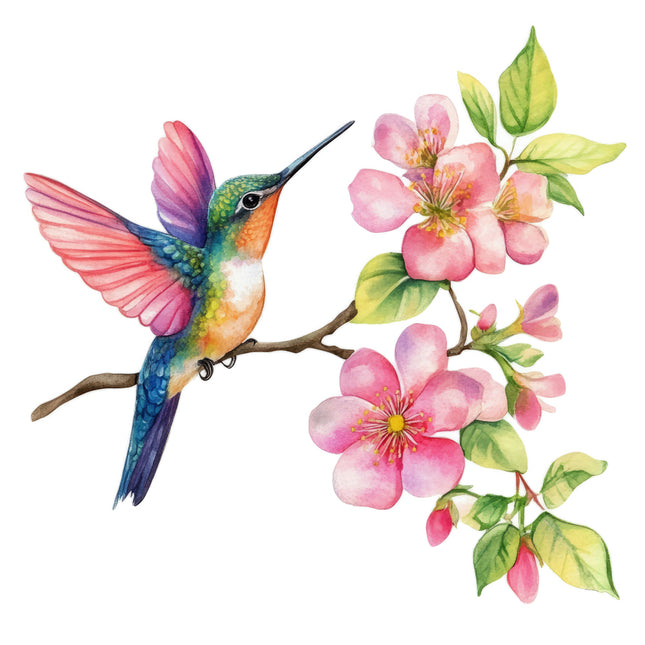 Colorful hummingbird fabric panel