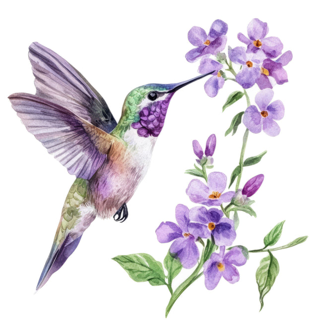 floral hummingbird fabric panel
