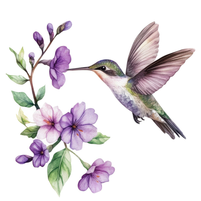 floral hummingbird fabric panel