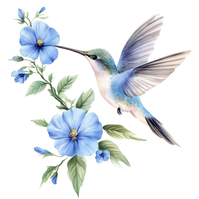 floral hummingbird fabric panel