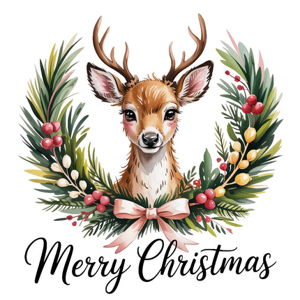 merry christmas deer fabric panel