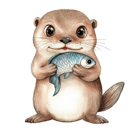 baby otter cotton quilt block