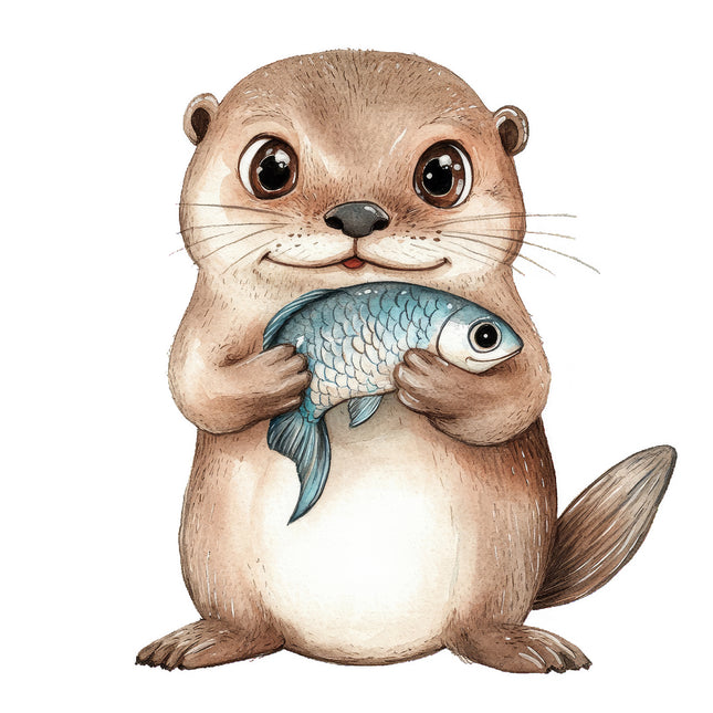 baby otter cotton quilt block