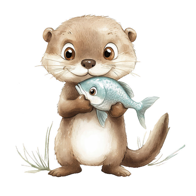 baby otter cotton quilt block