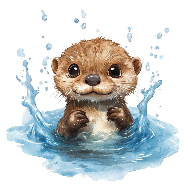 baby otter cotton quilt block