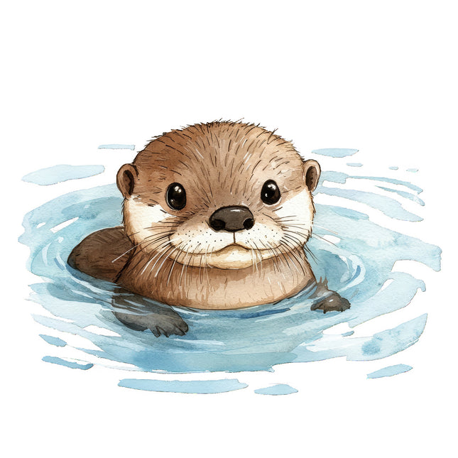 baby otter cotton quilt block