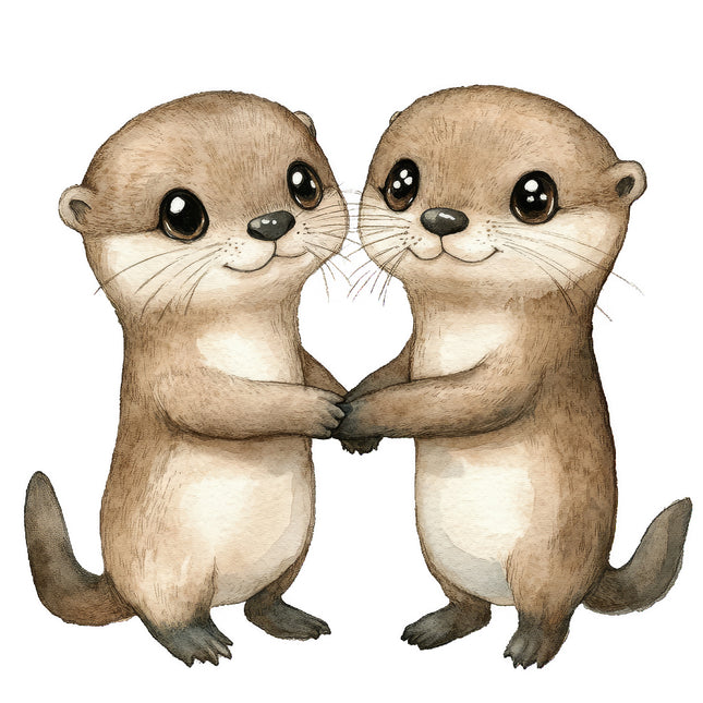 baby otter cotton quilt block