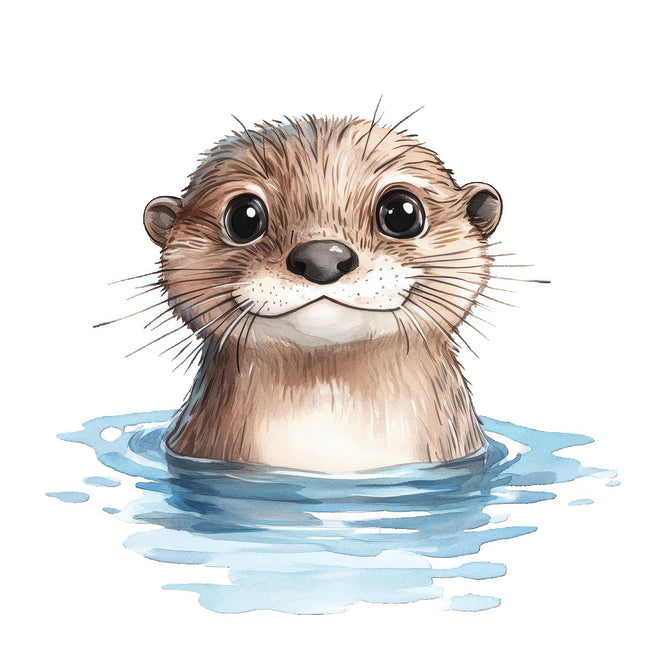 baby otter cotton quilt block
