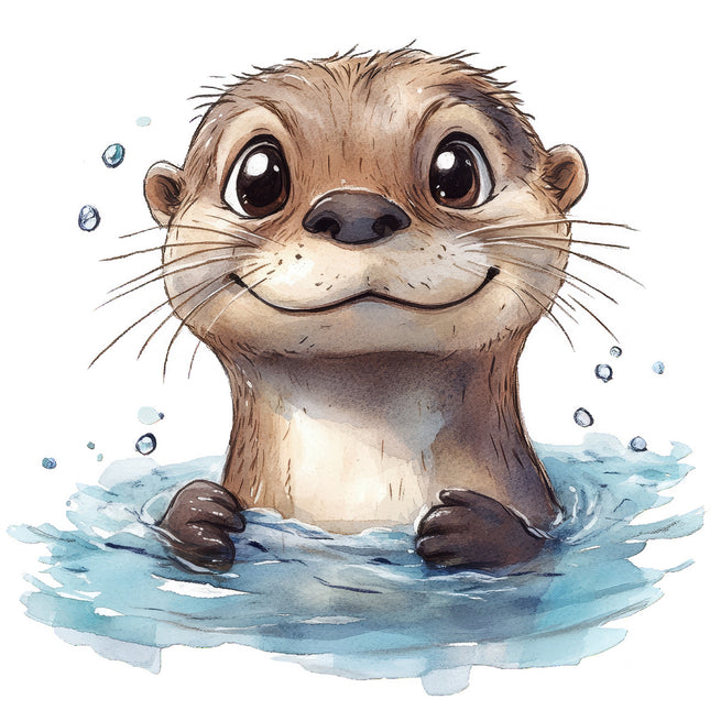 baby otter cotton quilt block