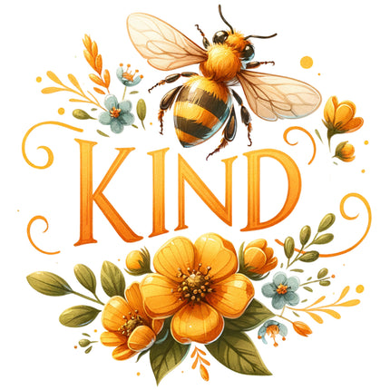 bee and flowers with the word 'Kind' fabric panel