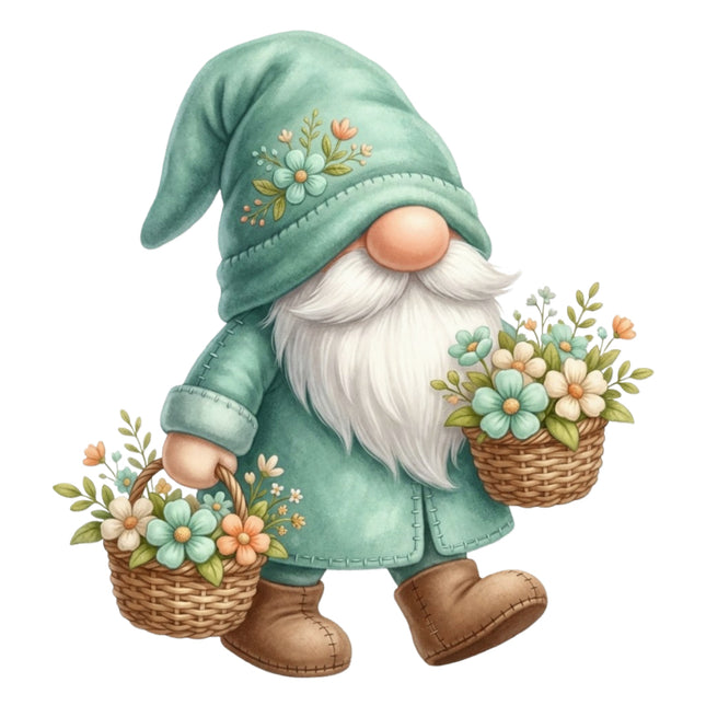 Spring Gnome 100% Cotton Fabric Panel Block AJ2422