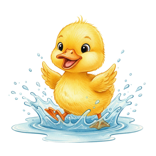 duckling splashing in water fabric panel