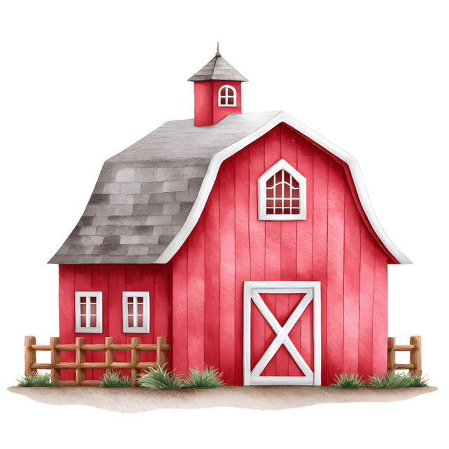 red barn cotton panel