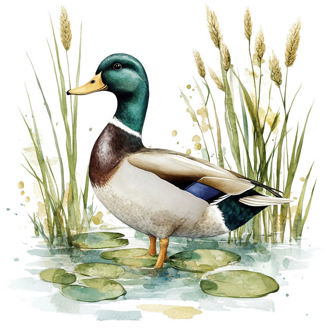 duck in pond fabric panel