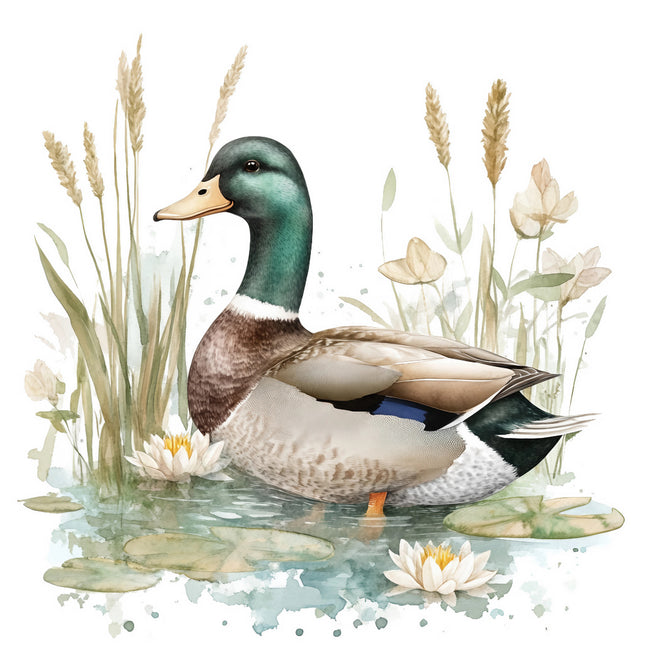 mallard duck cotton quilt panel