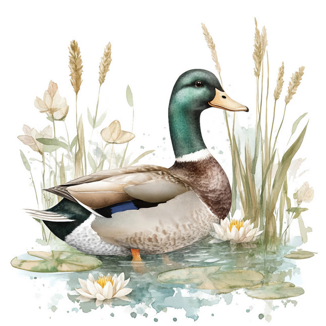 duck in pond fabric panel