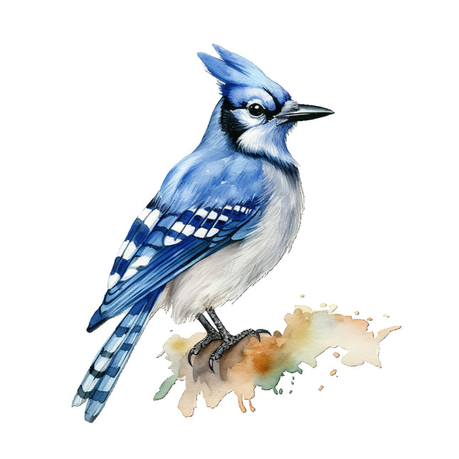 Blue jay bird on a branch quilt block
