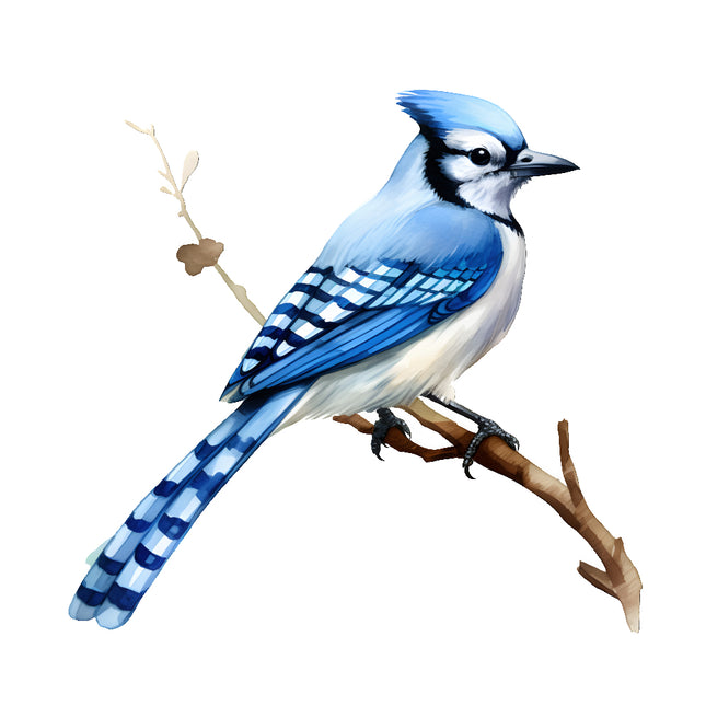 Blue jay bird on a branch quilt block