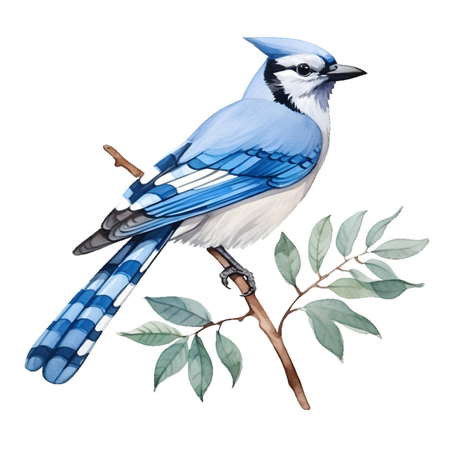 Blue jay bird on a branch quilt block