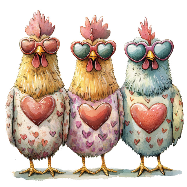 Three cartoon chickens fabric panel