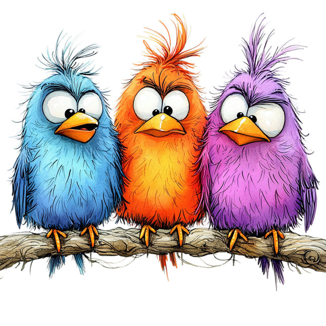 cartoon birds sitting on a branch quilt block