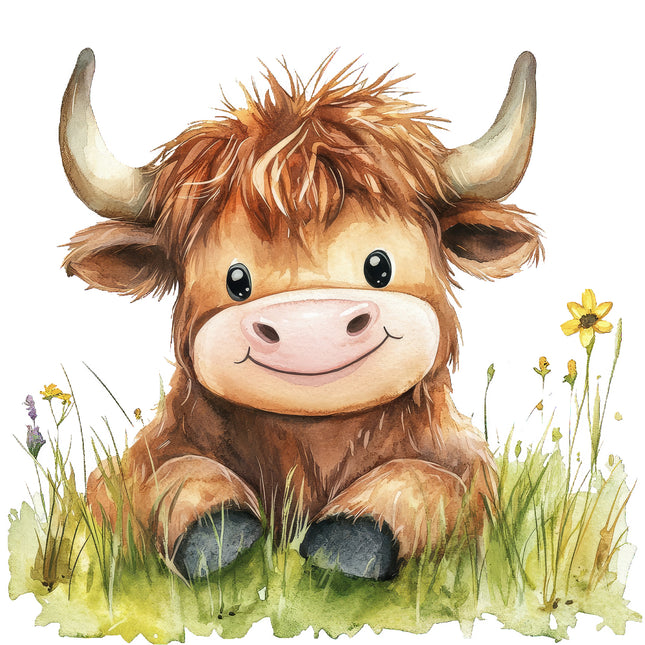 highland cow fabric panel