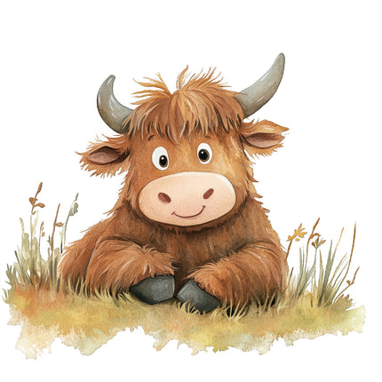 highland cow fabric panel