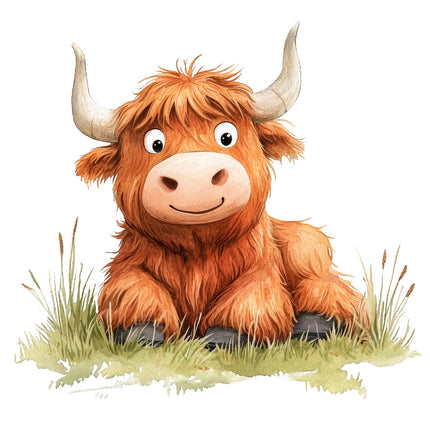 highland cow fabric panel