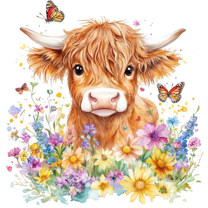 highland cow quilt block