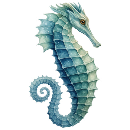 blue seahorse fabric panel