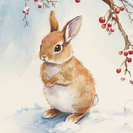 snowy rabbit quilt block