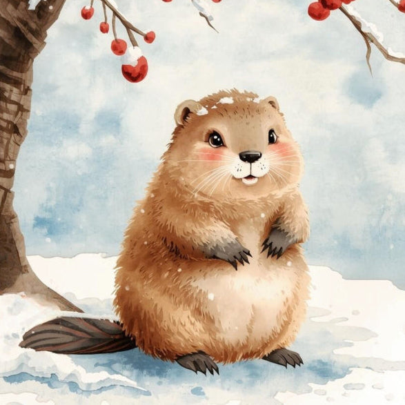 winter groundhog fabric panel