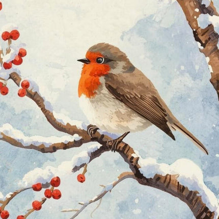 Winter Robin 100% Cotton Fabric Panel Block FLIP-AJ561