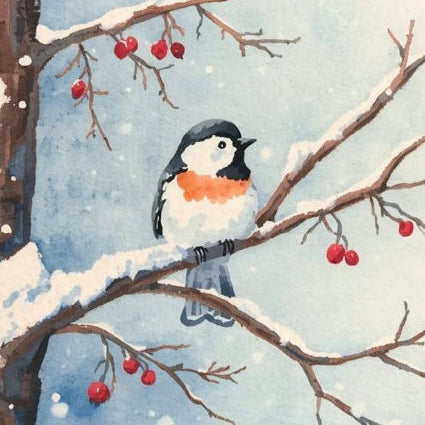 winter bird fabric panel