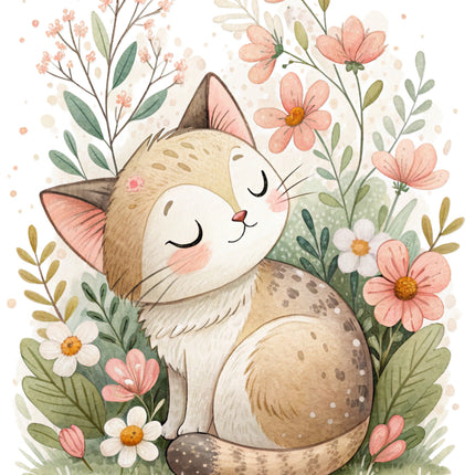 floral cat quilt block