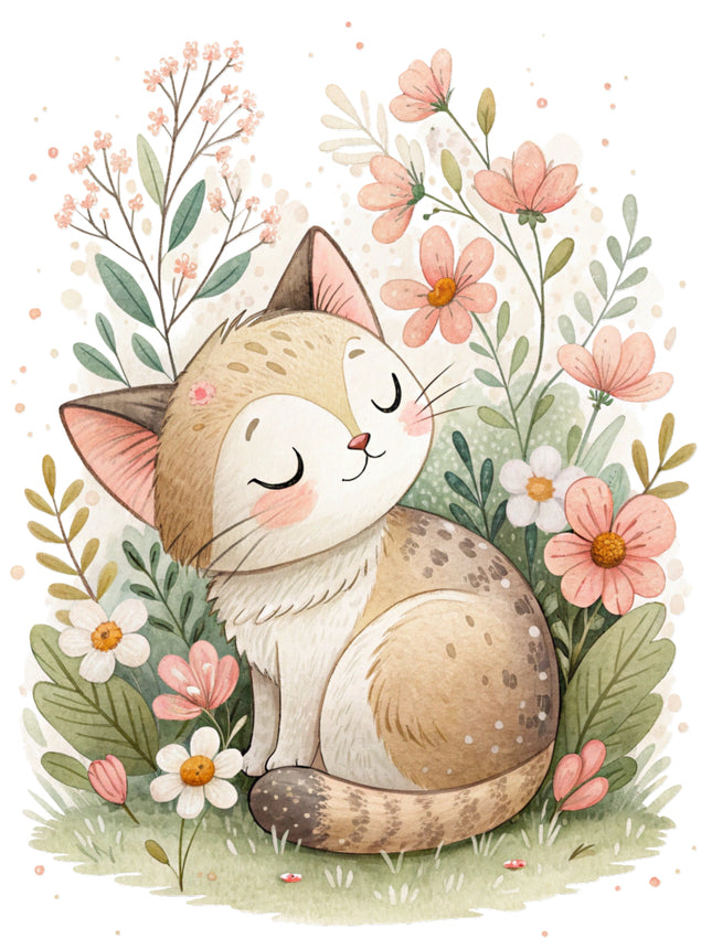 floral cat quilt block