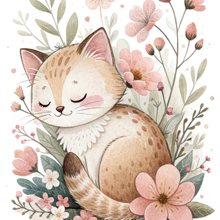 floral cat quilt block