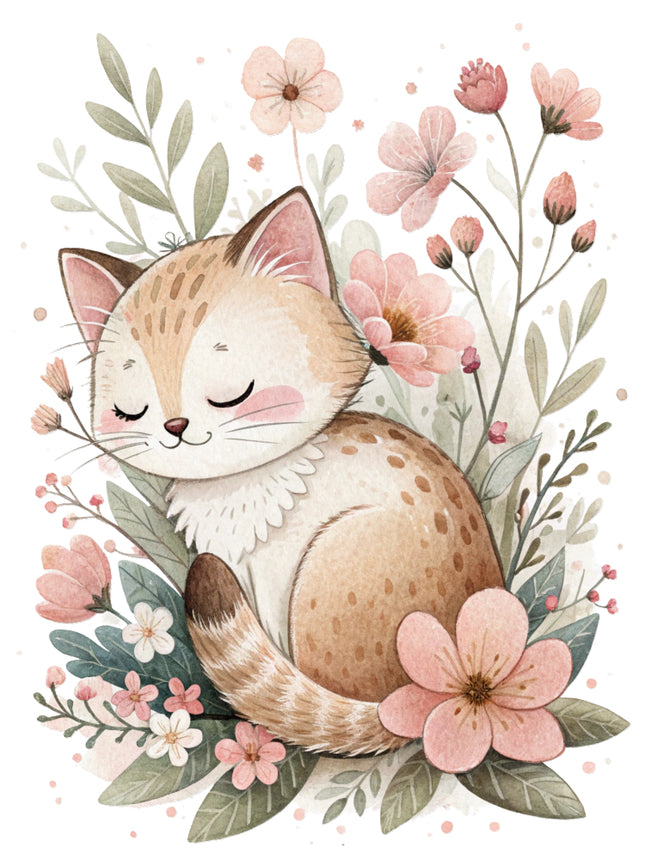 floral cat quilt block