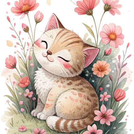 floral cat quilt block