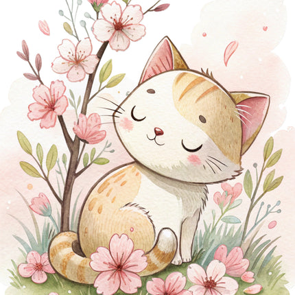 floral cat quilt block