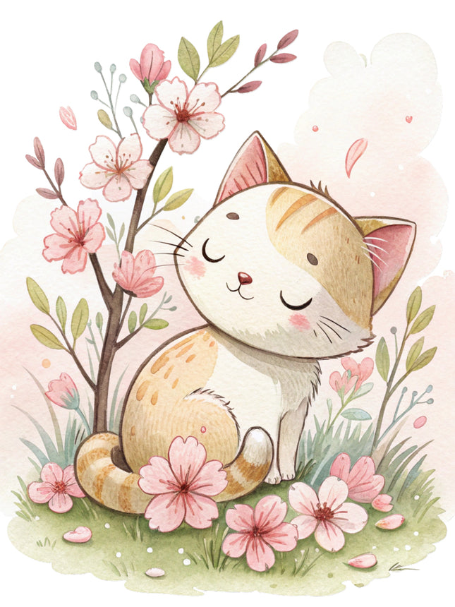 floral cat quilt block