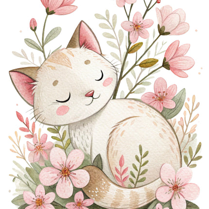 floral cat quilt block
